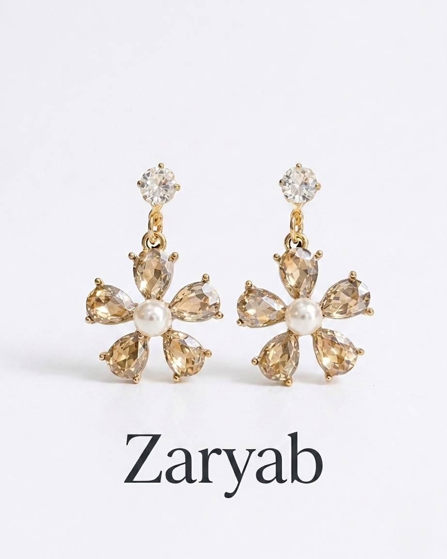 Scenesmire Elegant Petal Flower Earrings | Zaryab