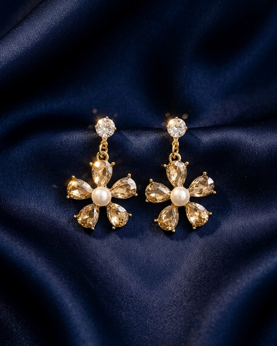 Scenesmire Elegant Petal Flower Earrings | Zaryab