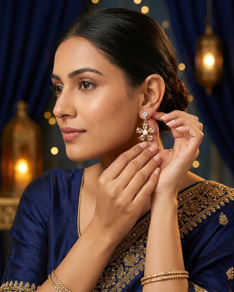 Scenesmire Elegant Petal Flower Earrings | Zaryab