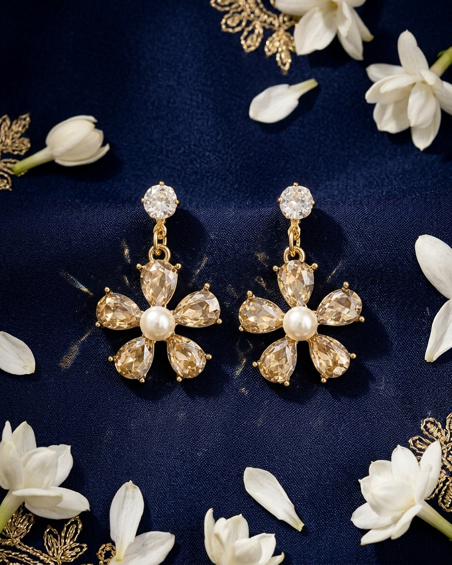 Scenesmire Elegant Petal Flower Earrings | Zaryab