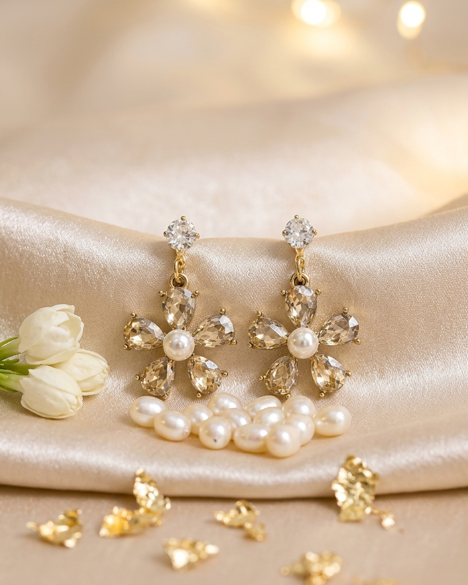 Scenesmire Elegant Petal Flower Earrings | Zaryab