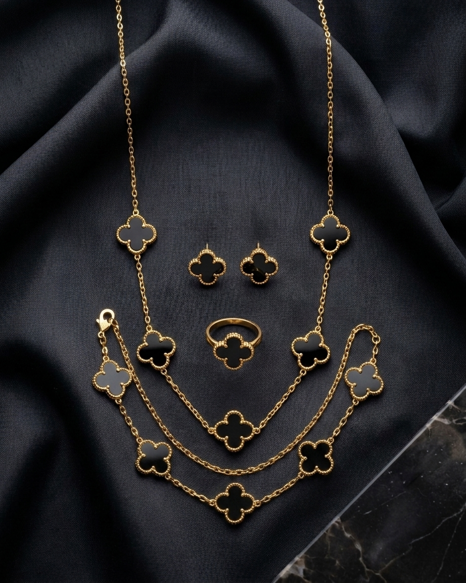 Clover Set ( Necklace , Bracelet , Earrings , Ring ) | Zaryab