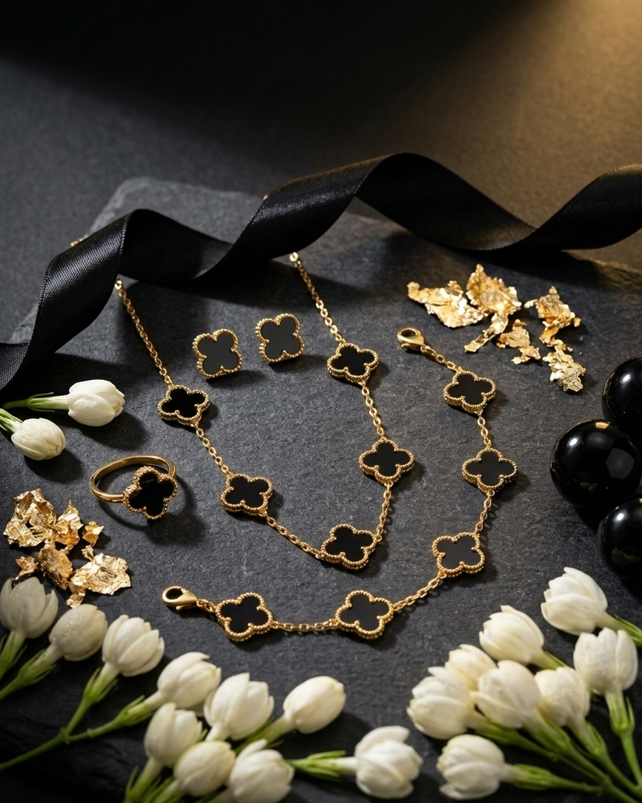 Clover Set ( Necklace , Bracelet , Earrings , Ring ) | Zaryab