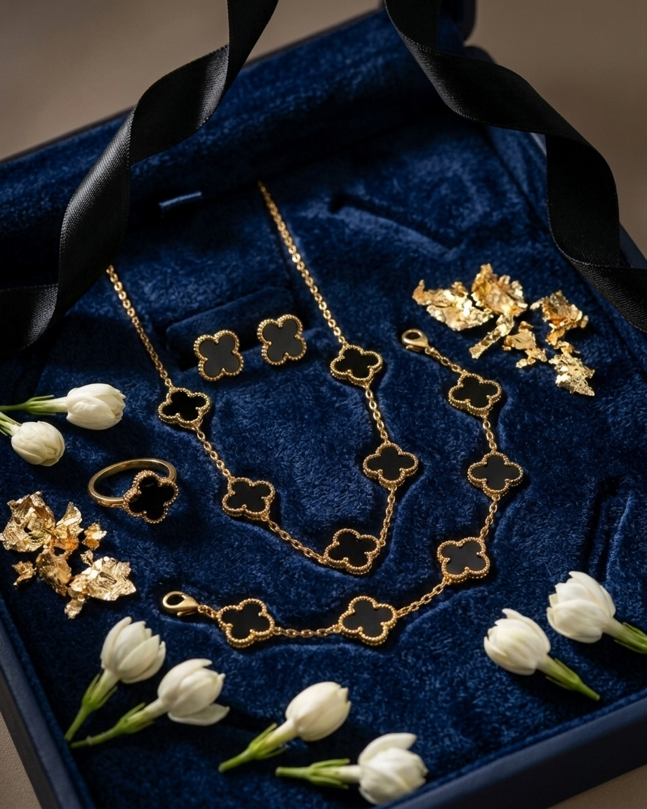 Clover Set ( Necklace , Bracelet , Earrings , Ring ) | Zaryab