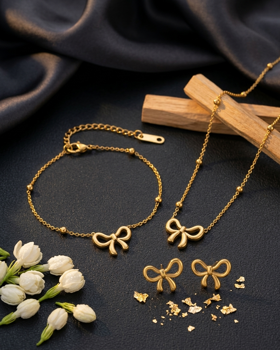 Premium Bow Set ( Pendant , Bracelet & Earrings )