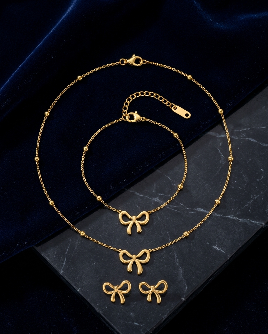 Premium Bow Set ( Pendant , Bracelet & Earrings )