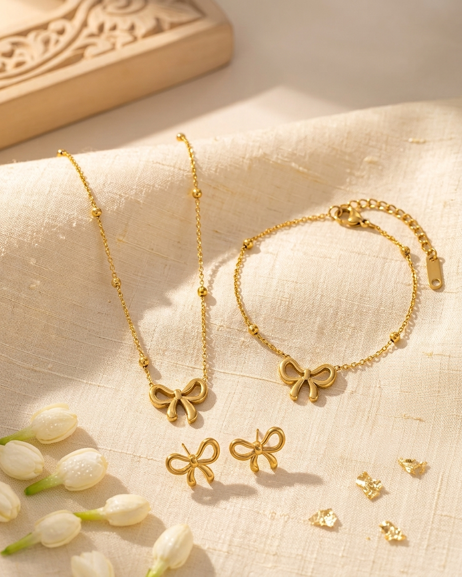 Premium Bow Set ( Pendant , Bracelet & Earrings )