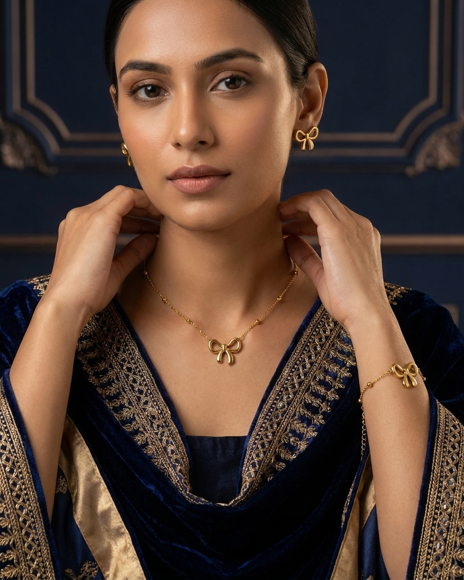 Premium Bow Set ( Pendant , Bracelet & Earrings )