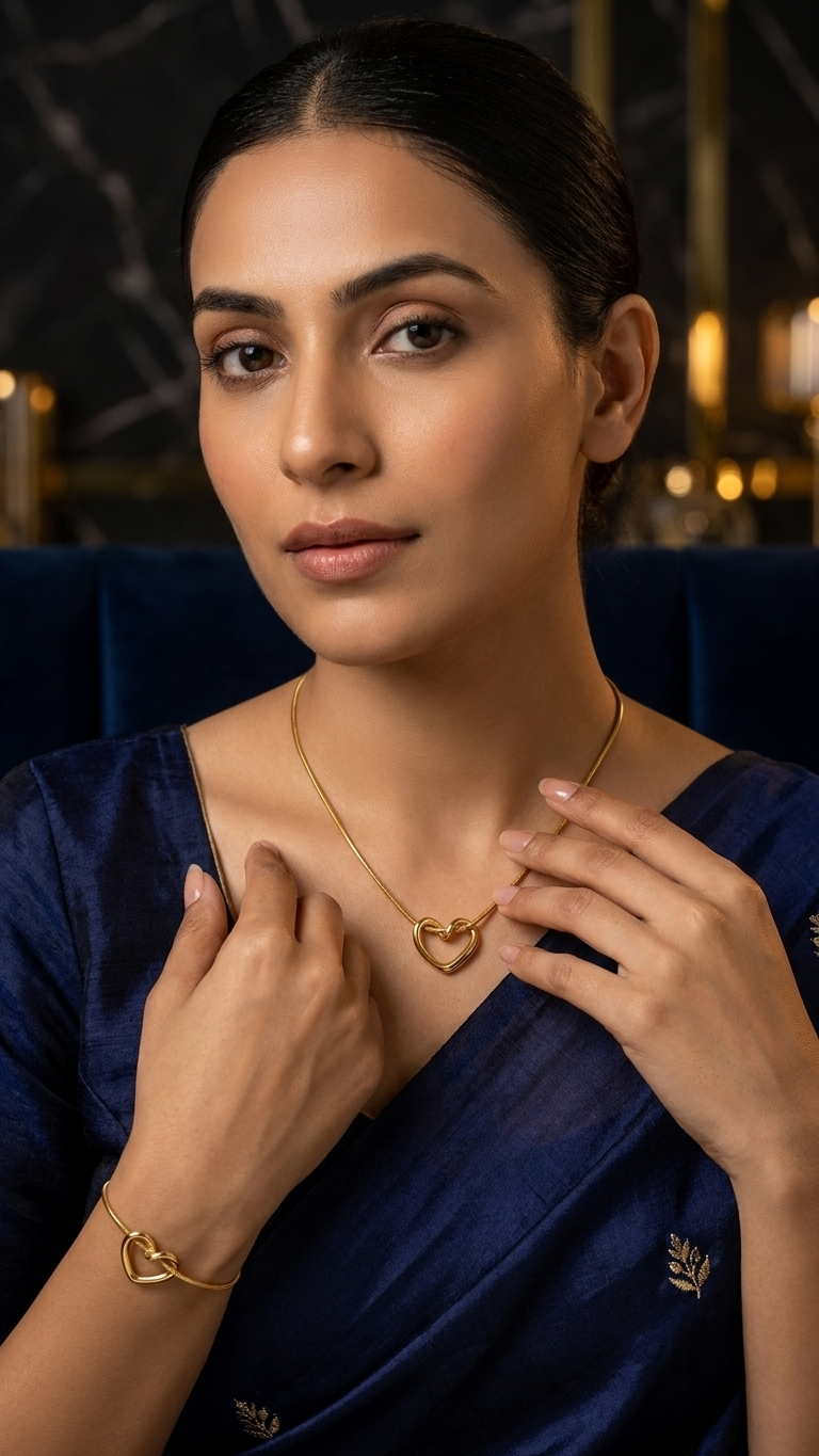 Hollow Heart Pendant Necklace & Bracelet Bundle | Zaryab